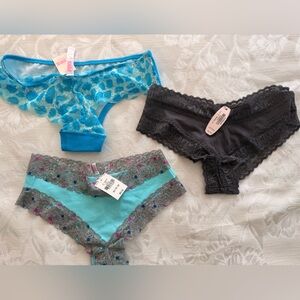 PINK Victoria's Secret Women’s Underwear Set - Blue, Gray, Black (lot of 3)